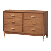 Baxton Studio Mandolin Mid-Century Ash Walnut Wood 6-Drawer Dresser